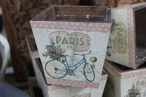 Rózsaszín-krém shabby kaspó 11cm