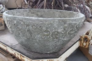 Šedý oválný květináč 26 cm