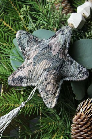 Zöld mintás karácsonyfadísz csillag 12cm