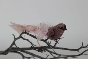 Rózsaszín madár karácsonyfadísz csipeszen 20cm