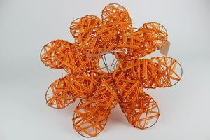 Oranžové ratanové držáky na kytici 3 ks