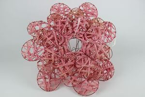 Růžové ratanové držáky na kytici 3 ks