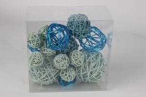 Modré proutěné dekorační koule 15 ks