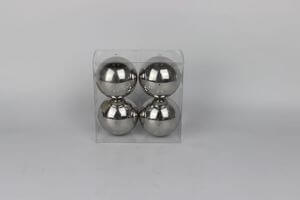 Strieborné lesklé dekoračné guličky 4ks 6cm