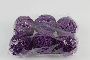 Tmavofialové prútené dekoračné guľky 7cm