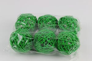 Zelené světlé proutěné dekorační kulky 7cm
