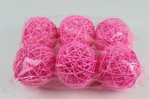 Cyklámenové prútené dekoračné guľky 9cm