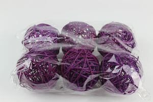 Tmavofialové prútené dekoračné guľky 9cm
