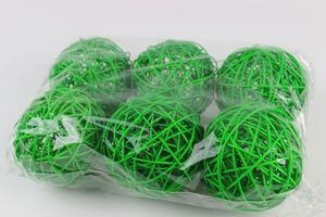 Zelené prútené dekoračné guľky 9cm