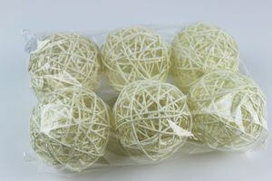 Krémové svetlé prútené dekoračné guľky 9cm