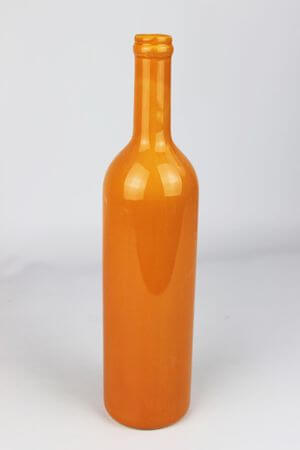 Narancssárga borosüveg alakú kerámia váza 32cm 