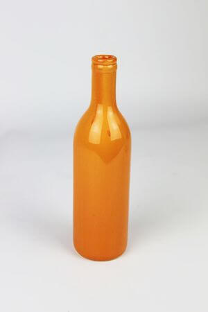 Narancssárga borosüveg alakú kerámia váza 21cm 