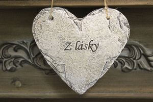 Sivé srdce ploché s nápisom 15cm