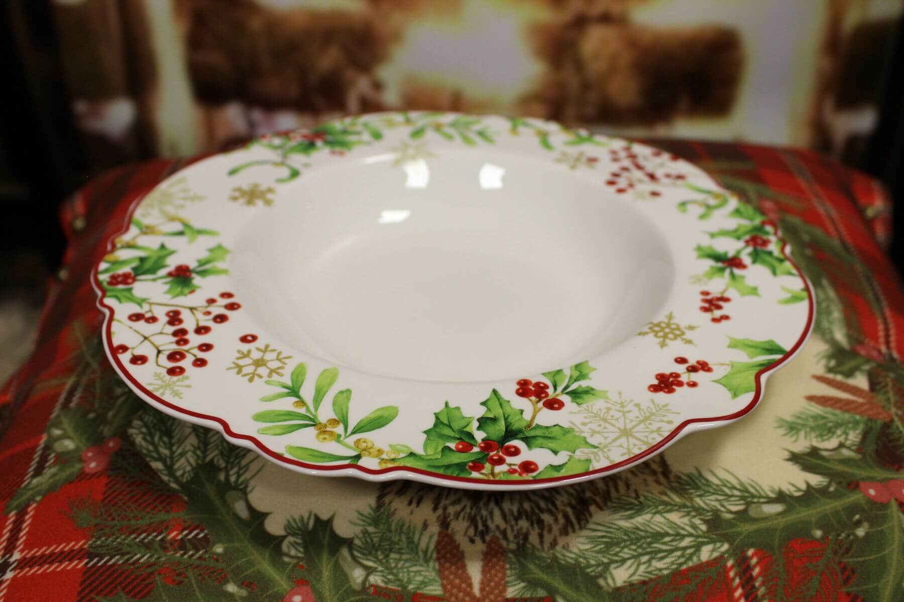 له قرد قفز  Piros és zöld karácsonyi mély tányér 22cm | Ewalds.hu